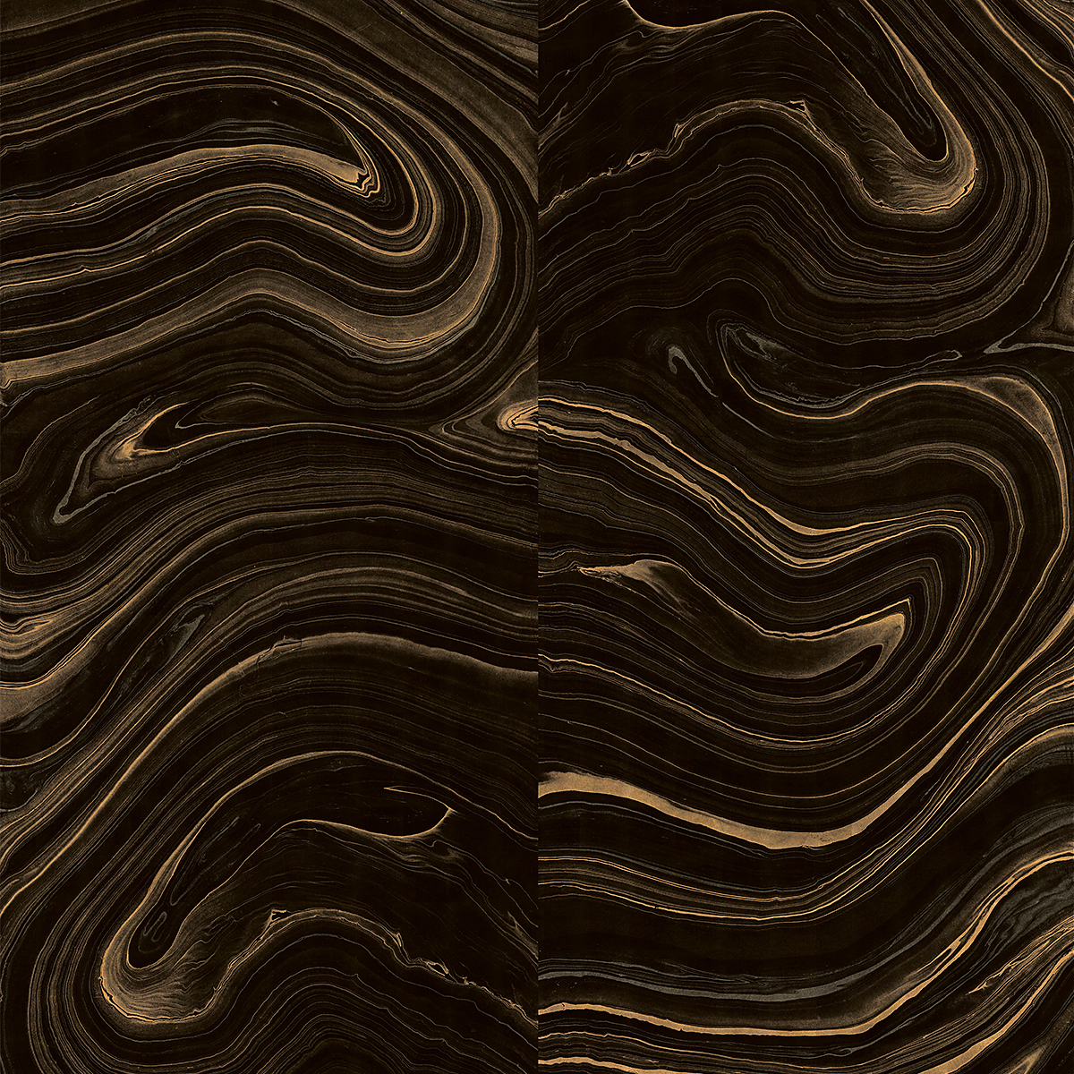 Paneled Black on Gilded Metallic Leaf