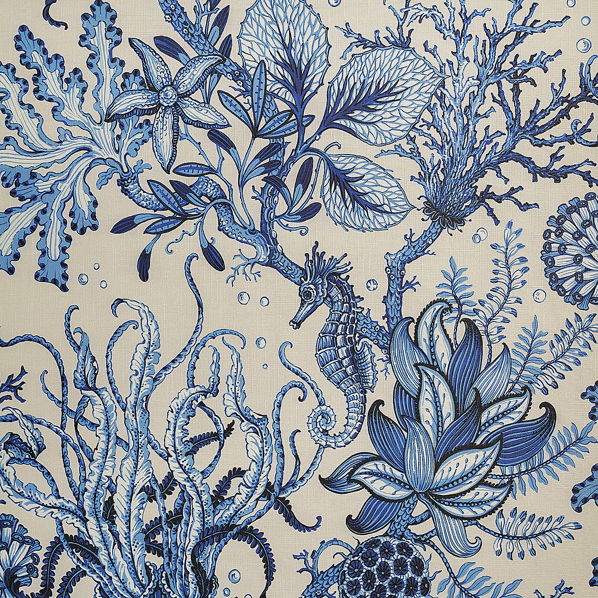 Cerulean Crest on Canvas Linen