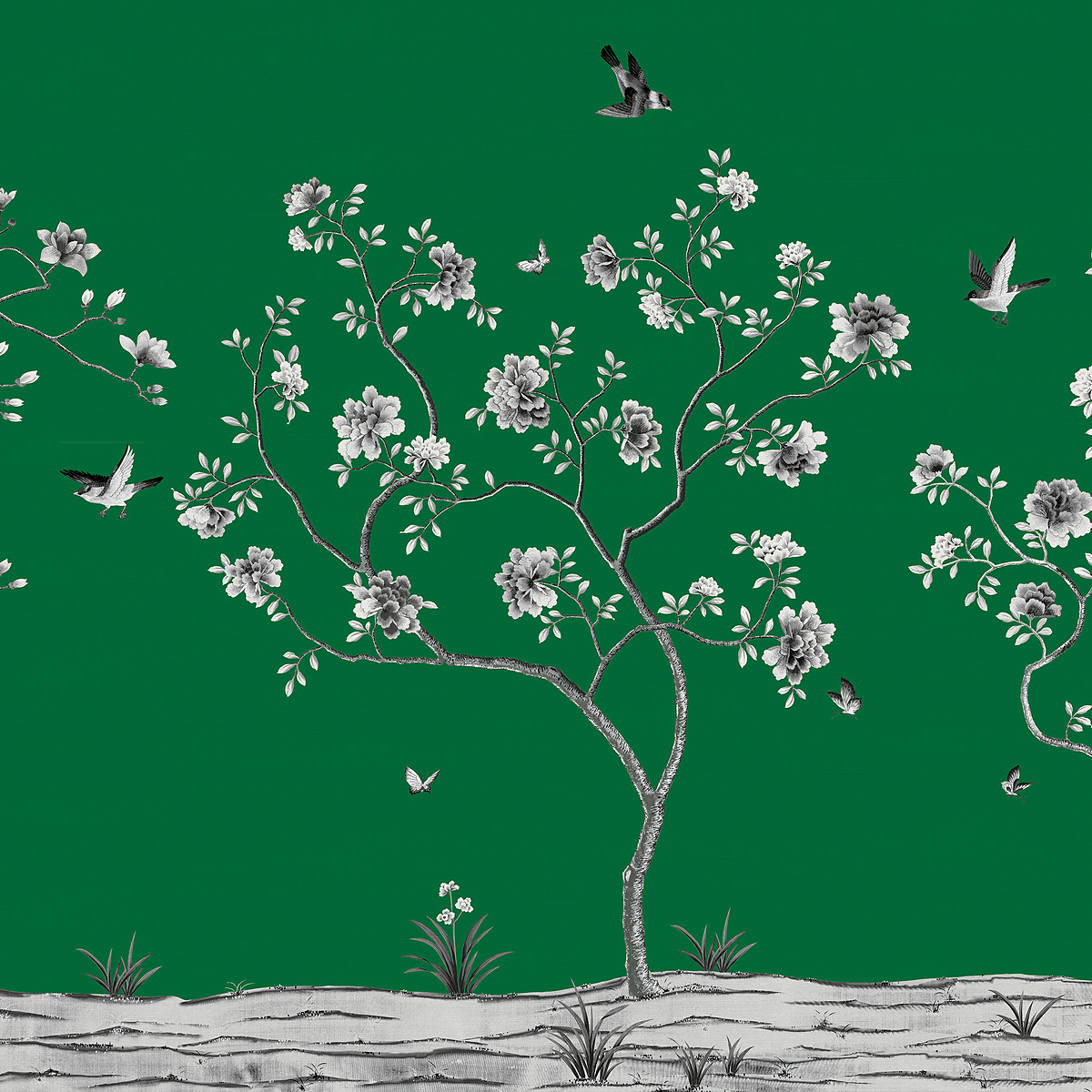 Green on Star Dust Silk