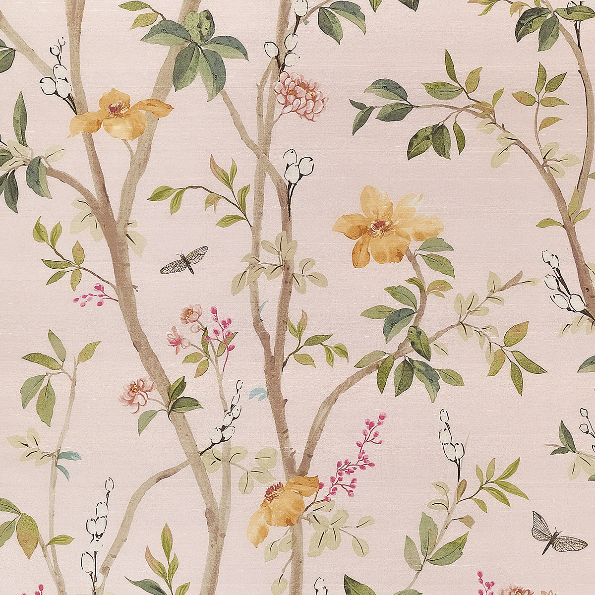 Jasmine — Blushing Vine on Star Dust Silk